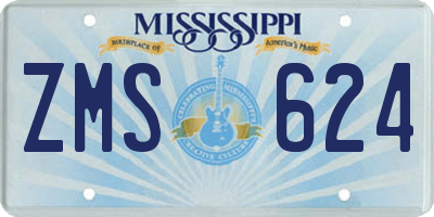 MS license plate ZMS624