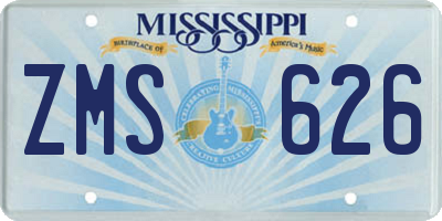 MS license plate ZMS626