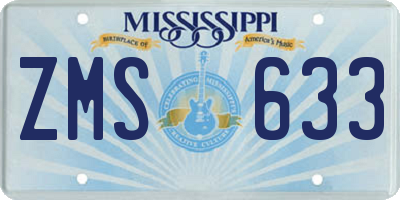 MS license plate ZMS633