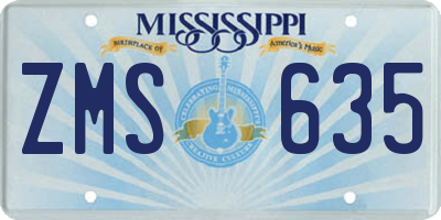 MS license plate ZMS635
