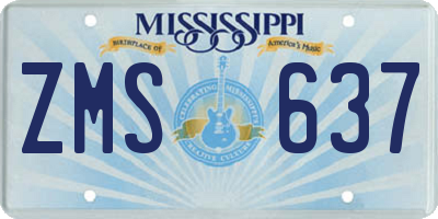 MS license plate ZMS637