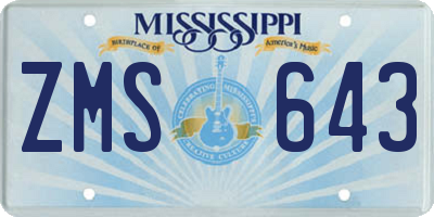 MS license plate ZMS643