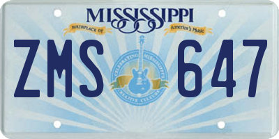 MS license plate ZMS647