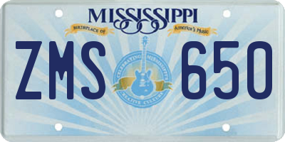 MS license plate ZMS650