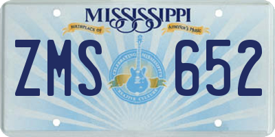 MS license plate ZMS652