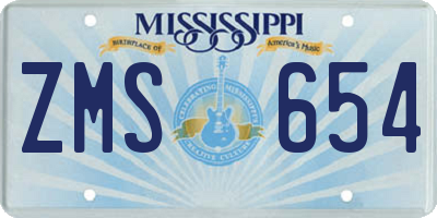 MS license plate ZMS654