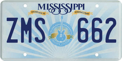 MS license plate ZMS662