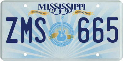 MS license plate ZMS665
