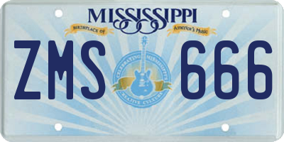 MS license plate ZMS666