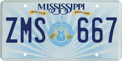 MS license plate ZMS667