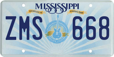 MS license plate ZMS668