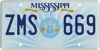 MS license plate ZMS669