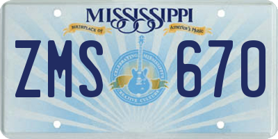 MS license plate ZMS670