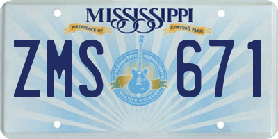 MS license plate ZMS671