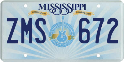 MS license plate ZMS672