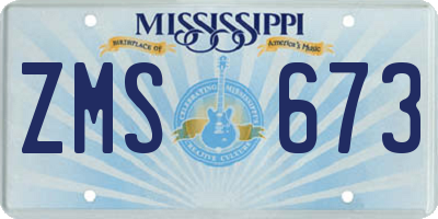 MS license plate ZMS673