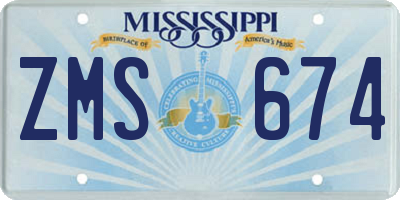 MS license plate ZMS674