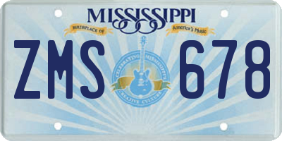 MS license plate ZMS678