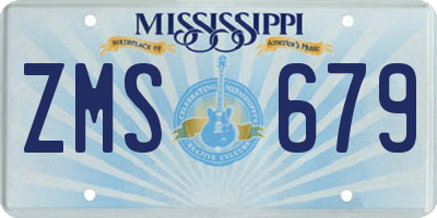 MS license plate ZMS679