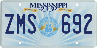 MS license plate ZMS692