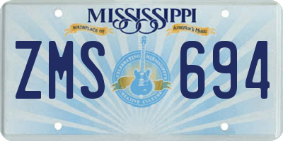 MS license plate ZMS694
