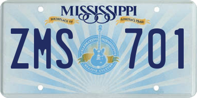 MS license plate ZMS701