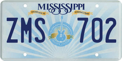 MS license plate ZMS702