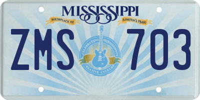 MS license plate ZMS703