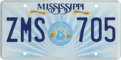MS license plate ZMS705
