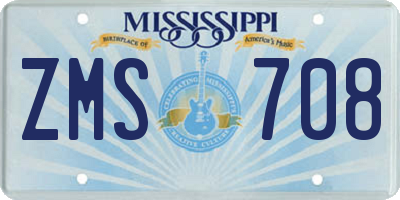 MS license plate ZMS708
