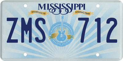 MS license plate ZMS712