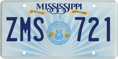 MS license plate ZMS721