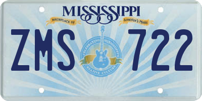 MS license plate ZMS722