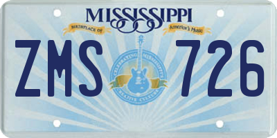 MS license plate ZMS726