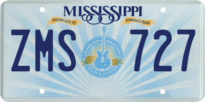 MS license plate ZMS727