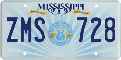 MS license plate ZMS728