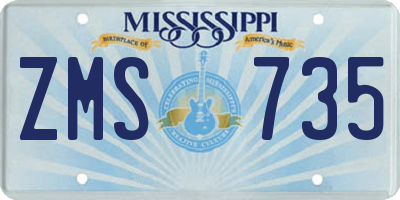 MS license plate ZMS735