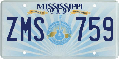 MS license plate ZMS759