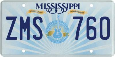 MS license plate ZMS760