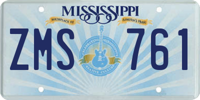 MS license plate ZMS761