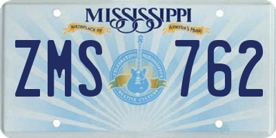 MS license plate ZMS762