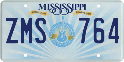 MS license plate ZMS764