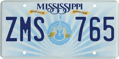 MS license plate ZMS765