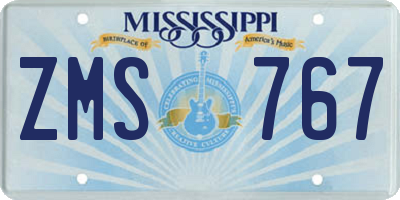 MS license plate ZMS767