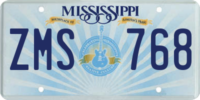MS license plate ZMS768
