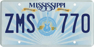 MS license plate ZMS770