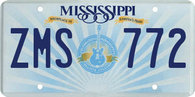 MS license plate ZMS772