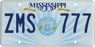 MS license plate ZMS777