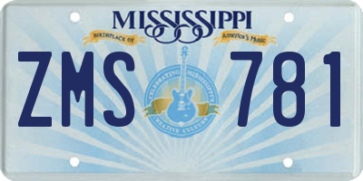 MS license plate ZMS781