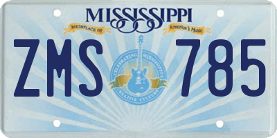 MS license plate ZMS785